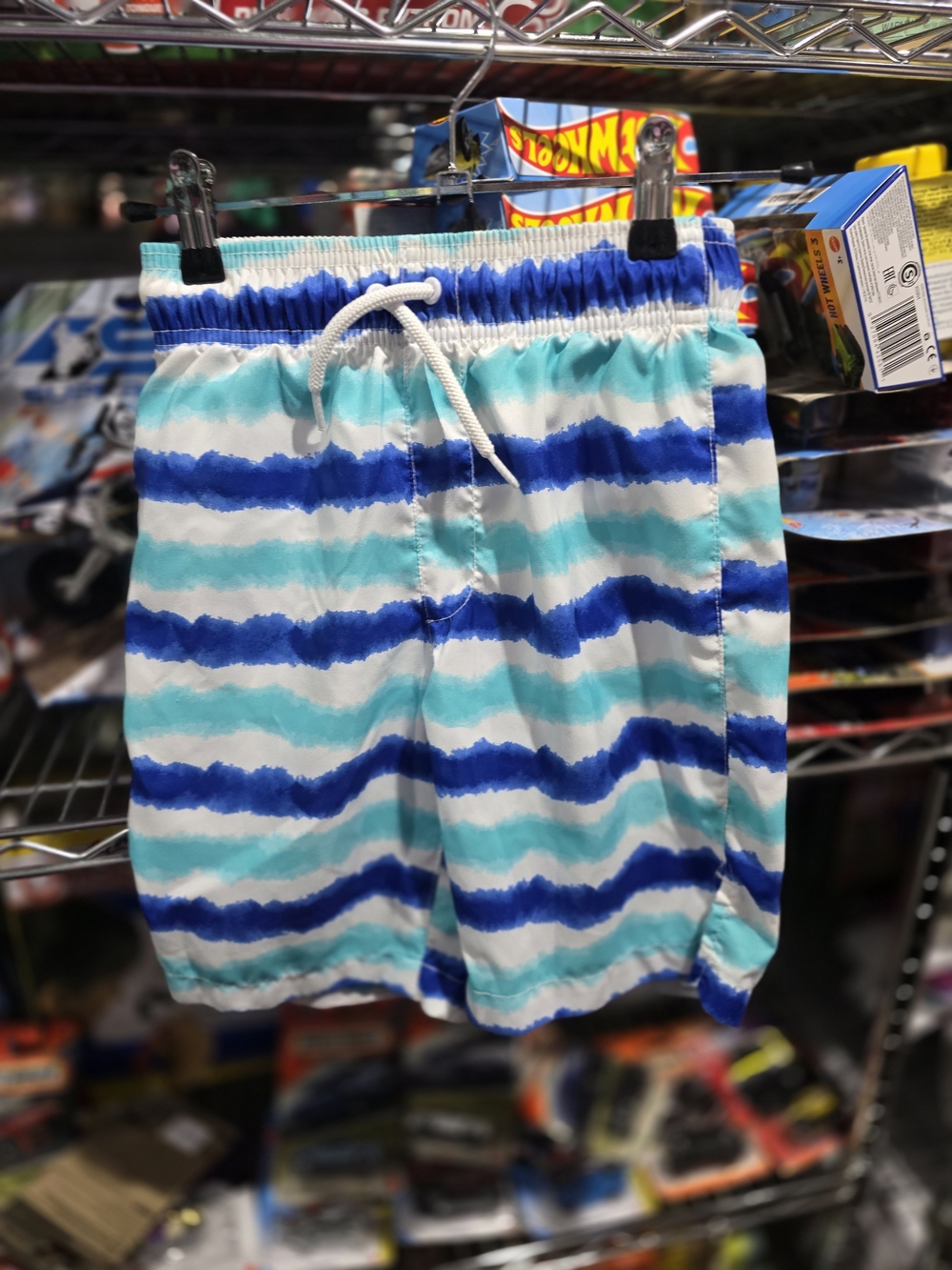 Place Sport 7/8 Kids White, Blue & Teal Striped Swim Shorts